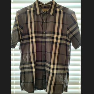 Burberry short-sleeved check stretch cotton shirt